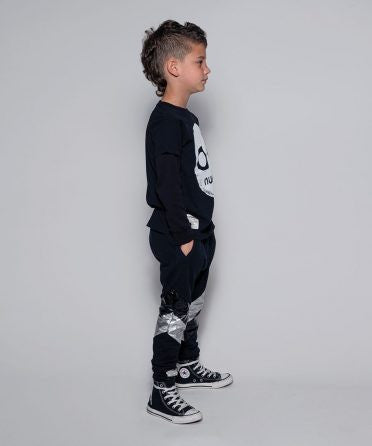 Side Shine Baggy Pants Black