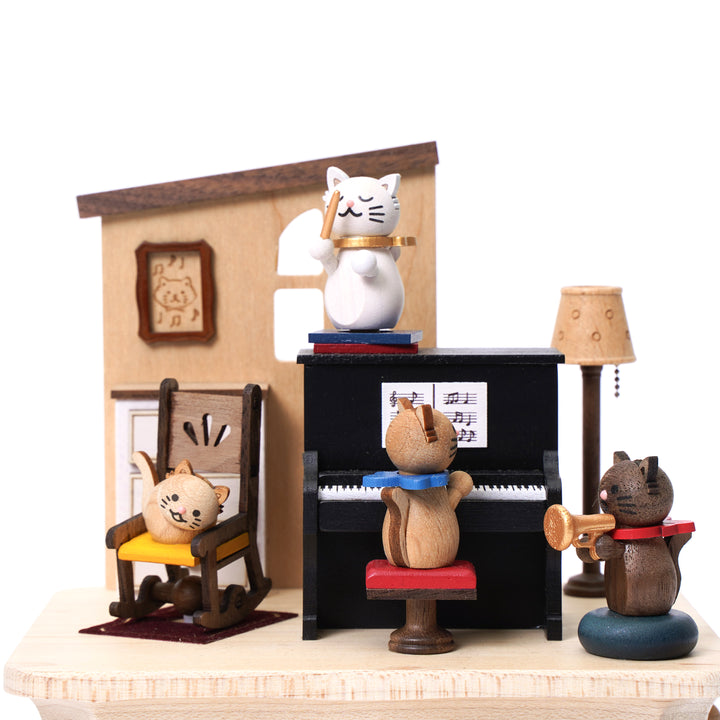 Cat Play Piano Music Box