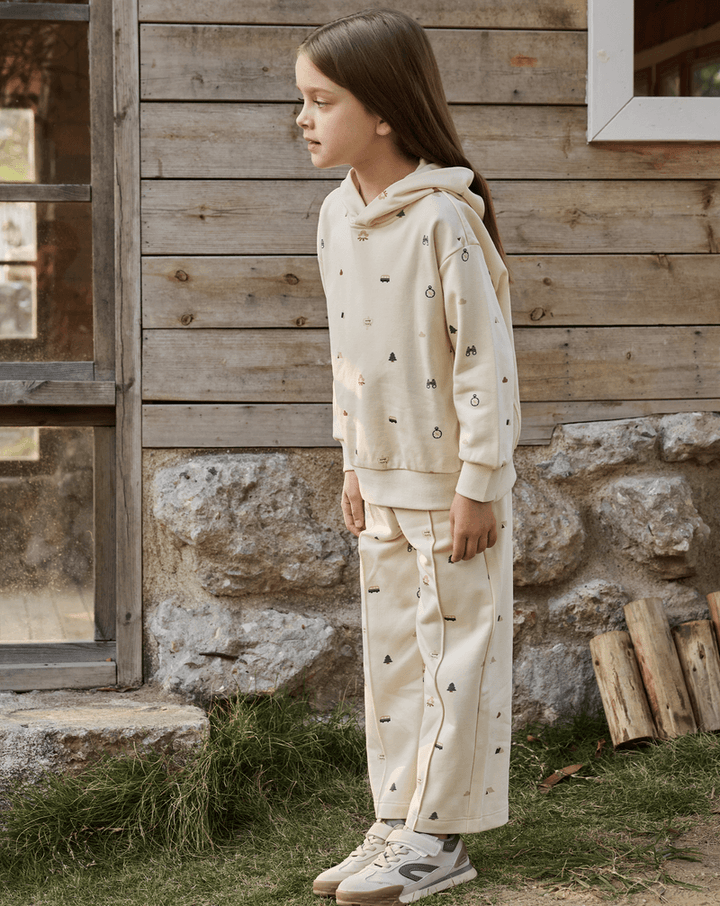 French Terry Kids Wide Leg Pants- Mini Camp Revery