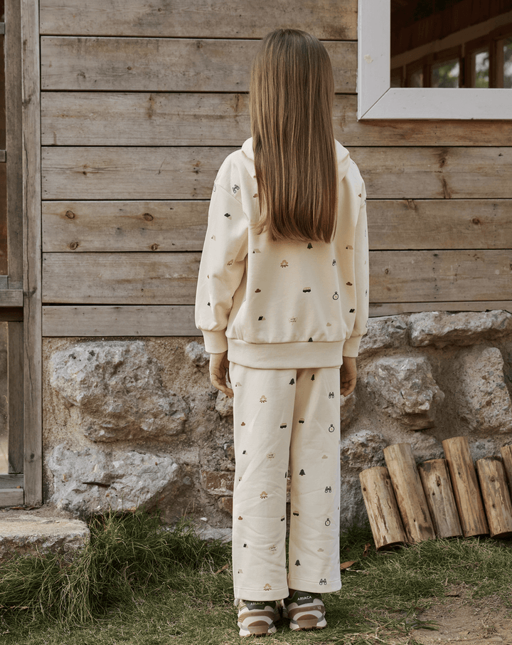 French Terry Kids Wide Leg Pants- Mini Camp Revery