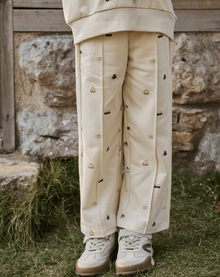 French Terry Kids Wide Leg Pants- Mini Camp Revery