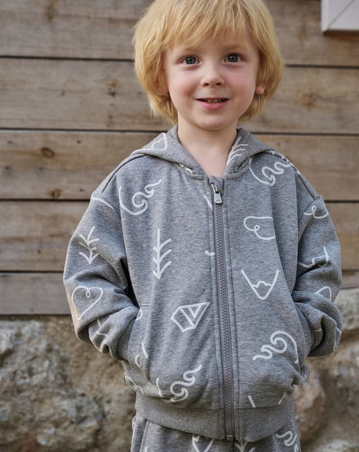 French Terry Hooded Zip-Up Jacket - Winter Trails