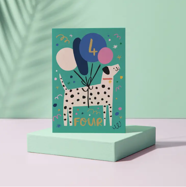 4 Years Old Dalmatian Birthday Card