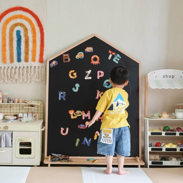 Dual-Sided Magnetic & Chalkboard Drawing Board
