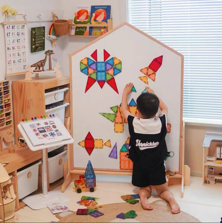 Dual-Sided Magnetic & Chalkboard Drawing Board