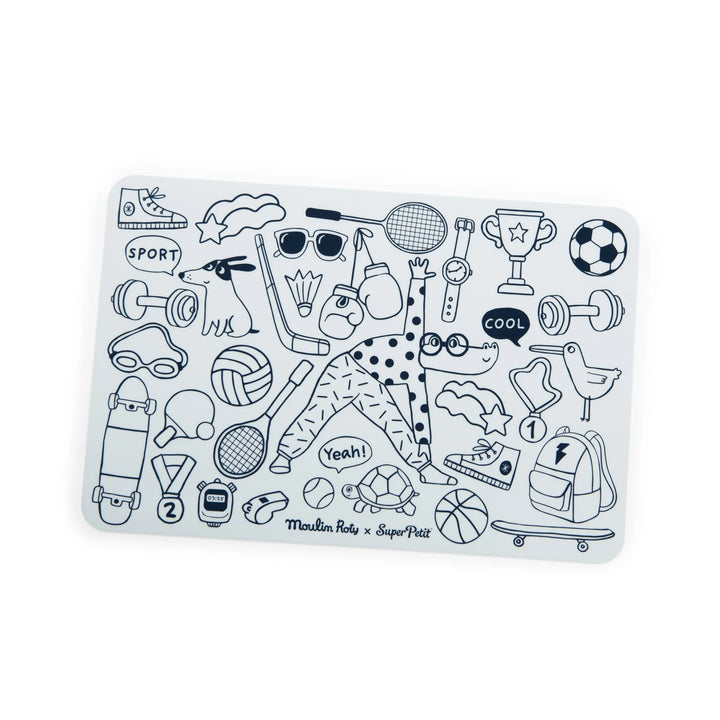 Les Loufoques - Mini Silicon Colouring Mat with 4 Pens