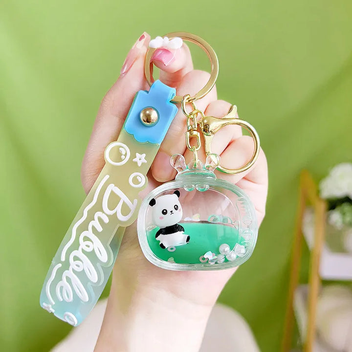 Cute Panda Cartoon TV Liquid Effect Sensory Keychain