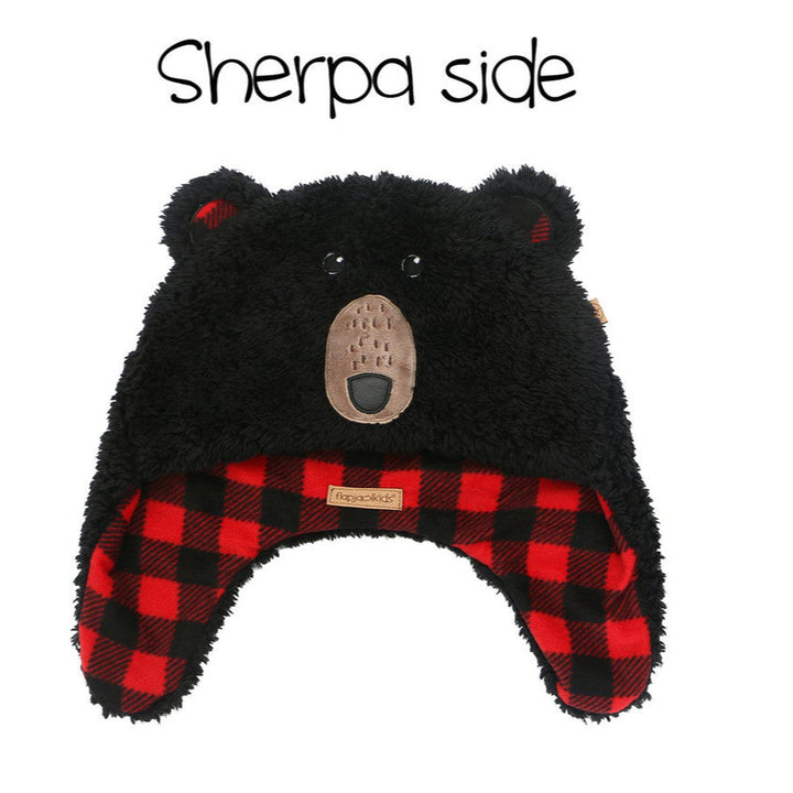 Kids & Baby Reversible Sherpa Hat | Black Bear & Aviator