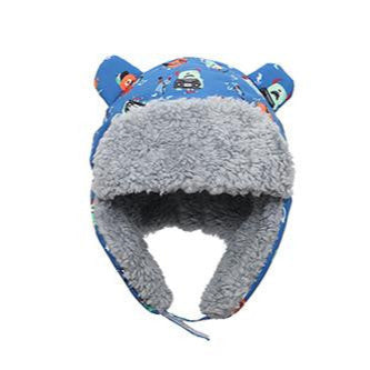 Kids & Baby Water Repellent Trapper Hat - Monsters (Blue)