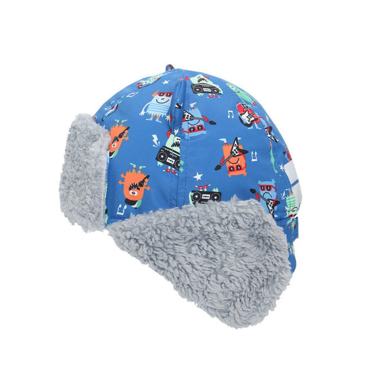 Kids & Baby Water Repellent Trapper Hat - Monsters (Blue)