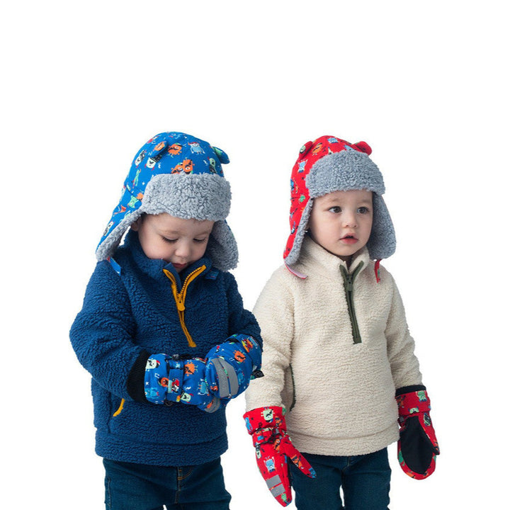 Kids & Baby Water Repellent Trapper Hat - Monsters (Blue)
