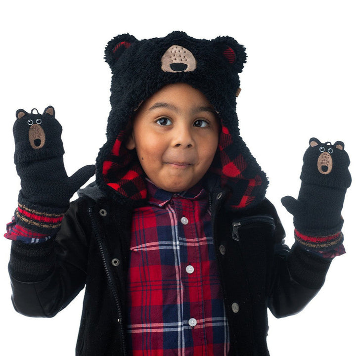 Kids & Baby Reversible Sherpa Hat | Black Bear & Aviator