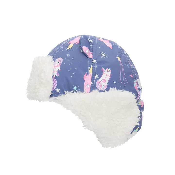 Kids & Baby Water Repellent Trapper Hat - Unicorn (Indigo)