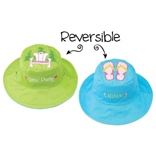 Kid's Reversible Sun Hat  | Chair & Flip Flops