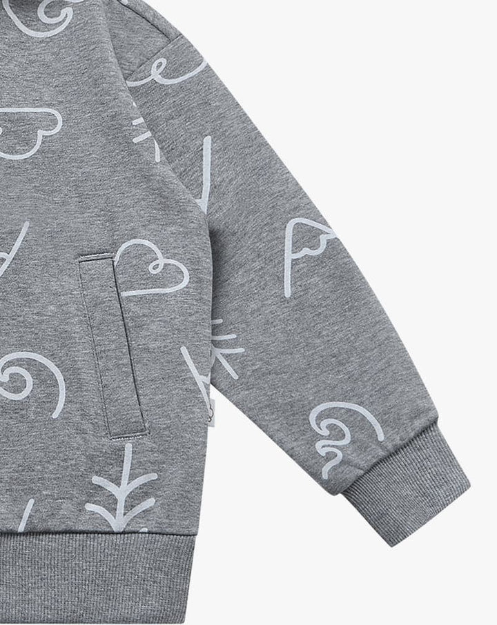 French Terry Hooded Zip-Up Jacket - Winter Trails