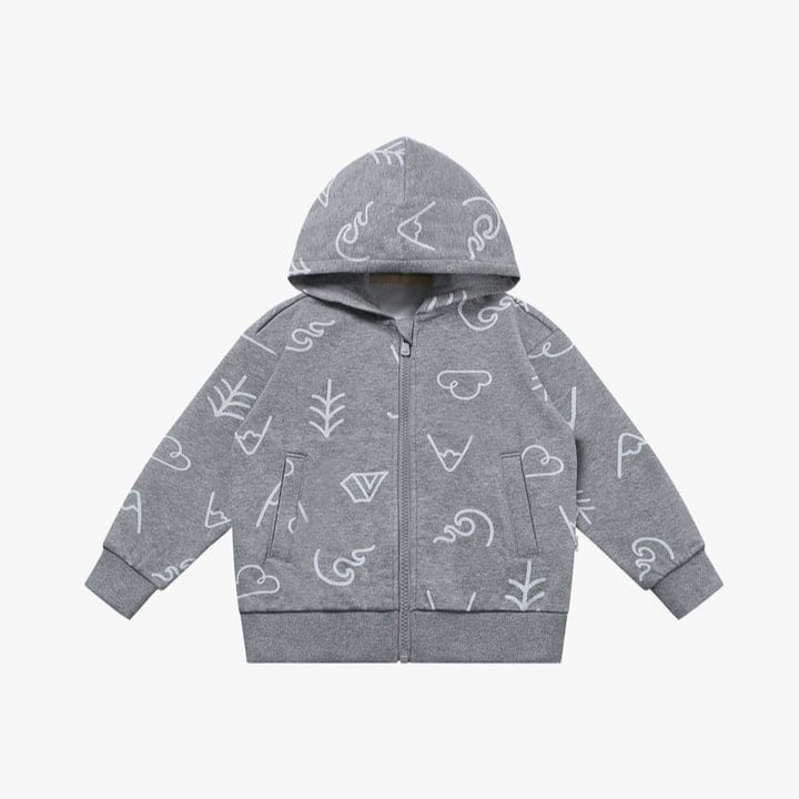 French Terry Hooded Zip-Up Jacket - Winter Trails
