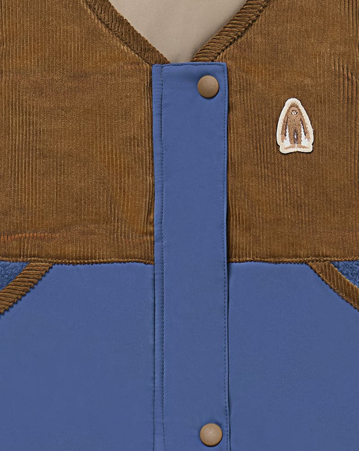 Recycled Polyester +Corduroy Down Kids Vest- Deep Sea Blue