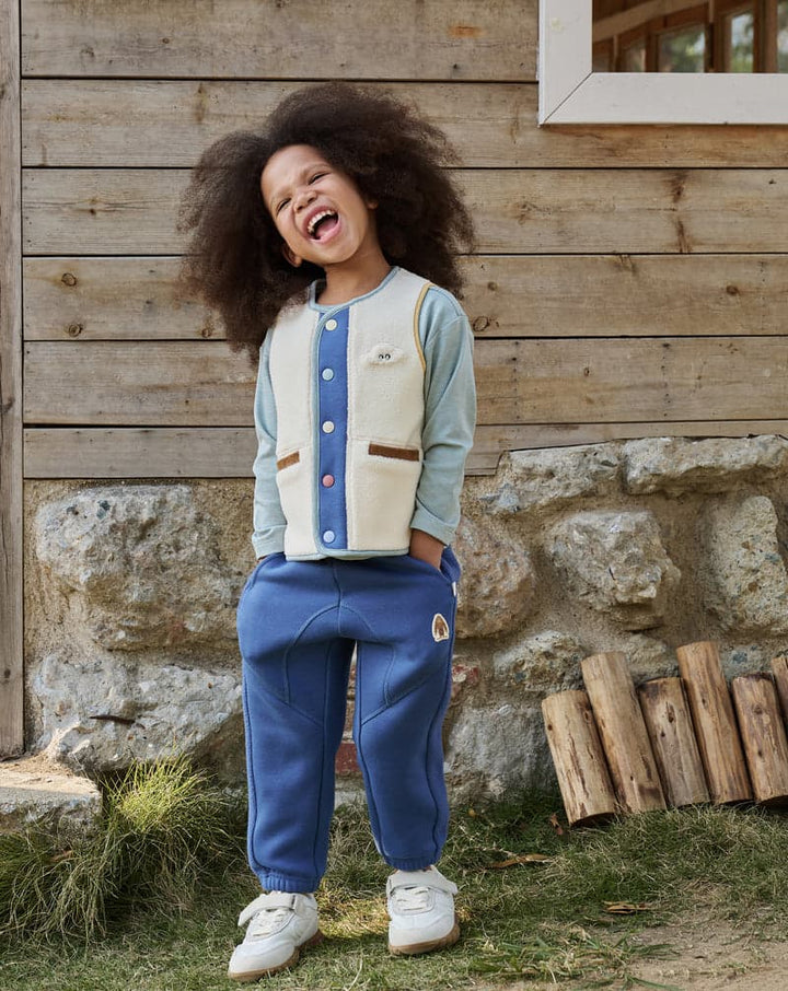 Fleece + Corduroy kids vest - Cloud