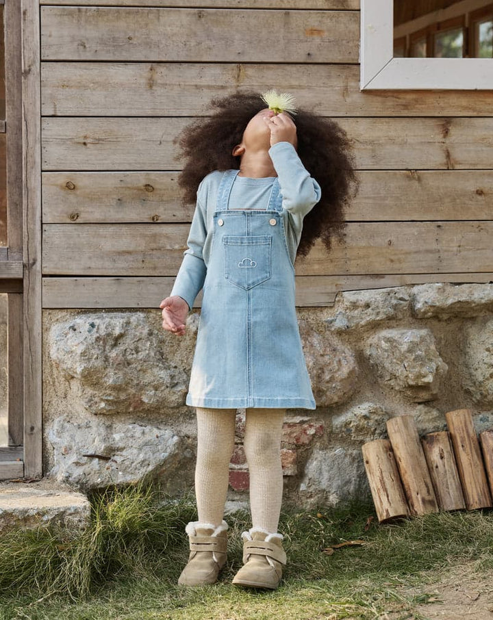 Cotton Denim Overall Dress - Dusk Blue