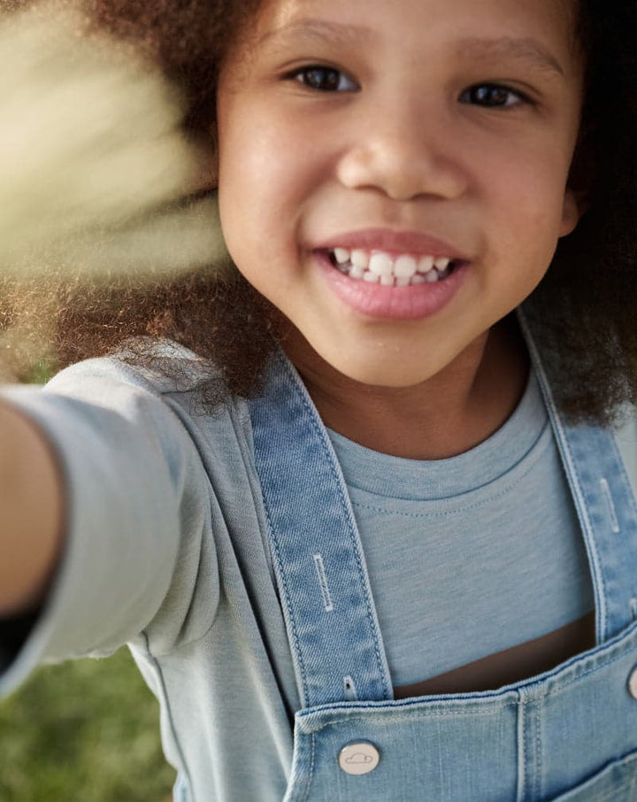 Cotton Denim Overall Dress - Dusk Blue