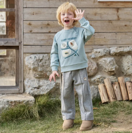 French Terry kids Drop Shoulder L/S Sweatshirt - Slate