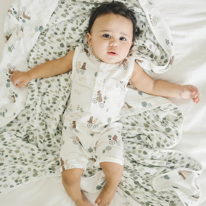 Short Romper - Bears on Bikes