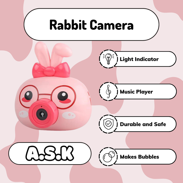 Rabbit Bubble Camera Toy with Music & Lights
