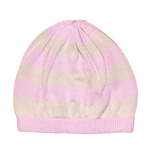 Knit Bamboo stripe beanie pink stripe