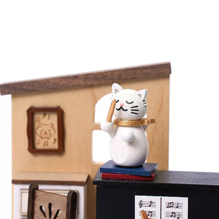 Cat Play Piano Music Box