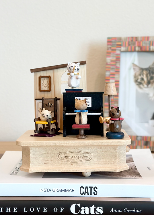 Cat Play Piano Music Box