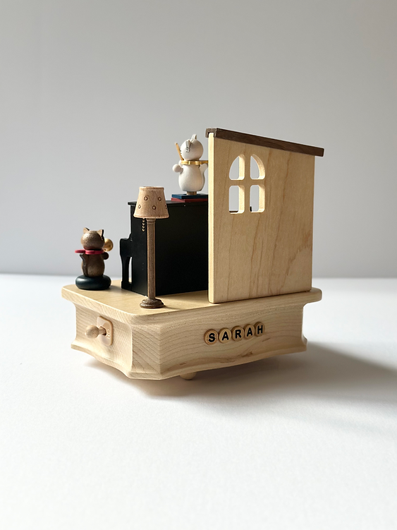 Cat Play Piano Music Box