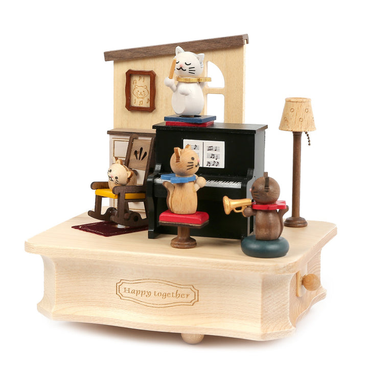 Cat Play Piano Music Box