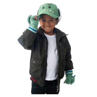 Kids 3D Winter Cap with Ear Flaps | Dinosaur