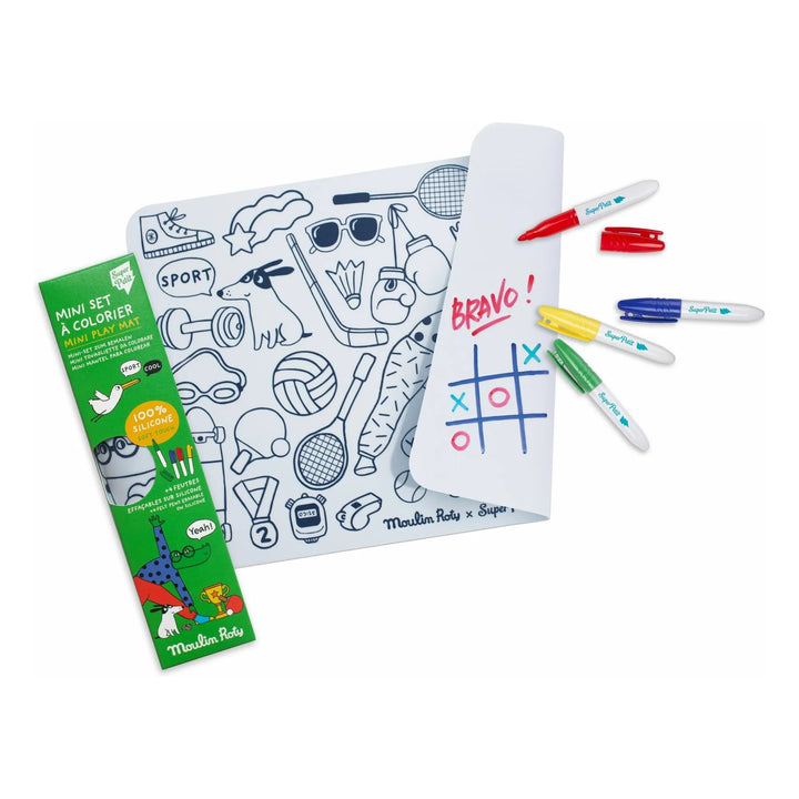 Les Loufoques - Mini Silicon Colouring Mat with 4 Pens