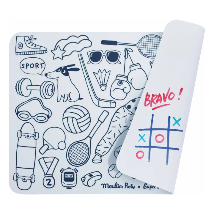 Les Loufoques - Mini Silicon Colouring Mat with 4 Pens