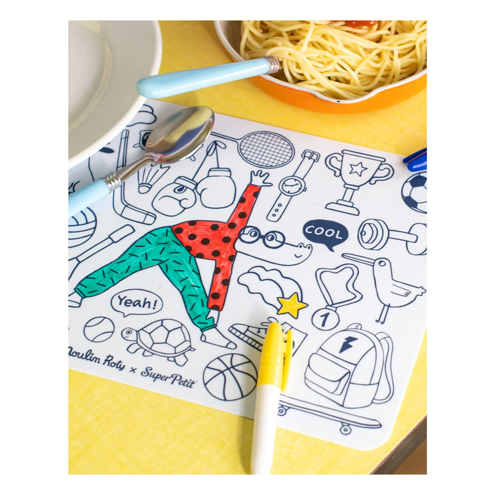 Les Loufoques - Mini Silicon Colouring Mat with 4 Pens