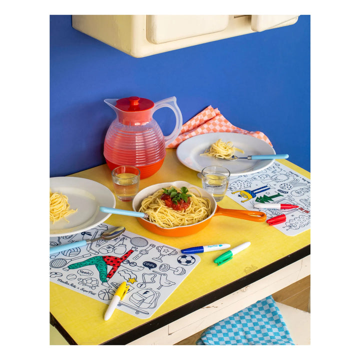 Les Loufoques - Mini Silicon Colouring Mat with 4 Pens