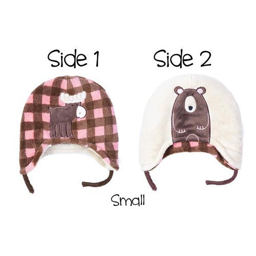 Winter Hat Pink Moose/Brown Bear