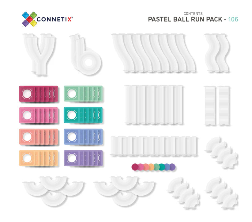 Pastel Ball Run Magnetic Tiles 106 pc