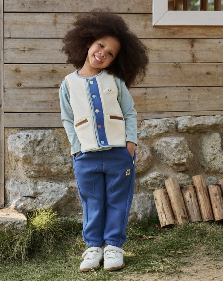 Recycled Fleece Kids Pants - Deep Sea Blue
