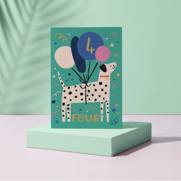 4  Years Old Dalmatian Birthday Card