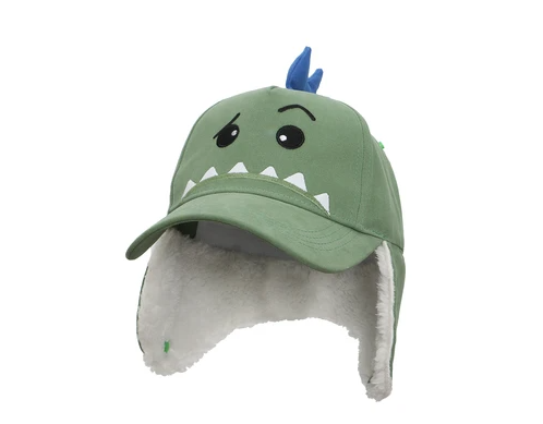 Kids 3D Winter Cap with Ear Flaps | Dinosaur