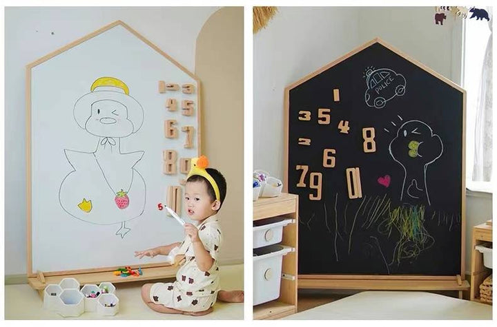 Dual-Sided Magnetic & Chalkboard Drawing Board