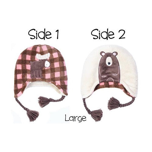 Winter Hat Pink Moose/Brown Bear