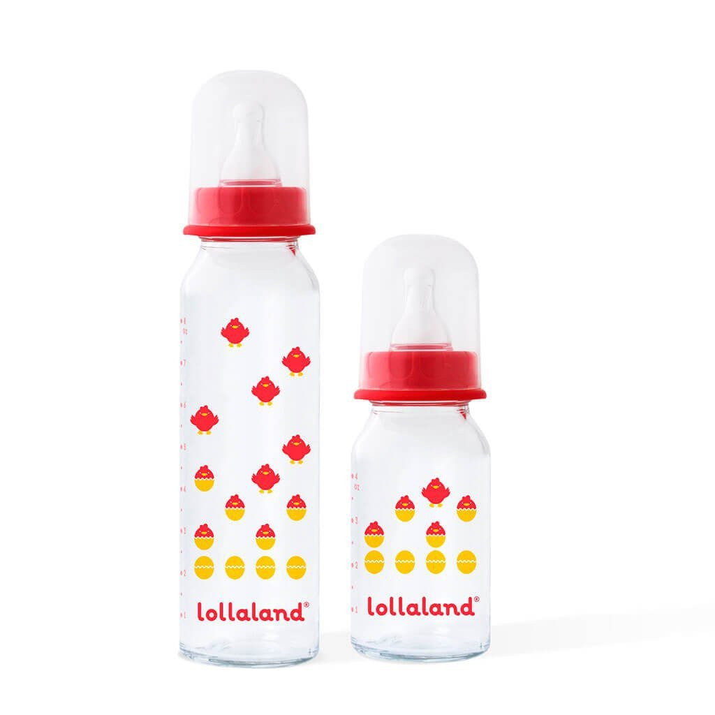 LOLLALAND 4OZ GLASS BABY BOTTLE RED