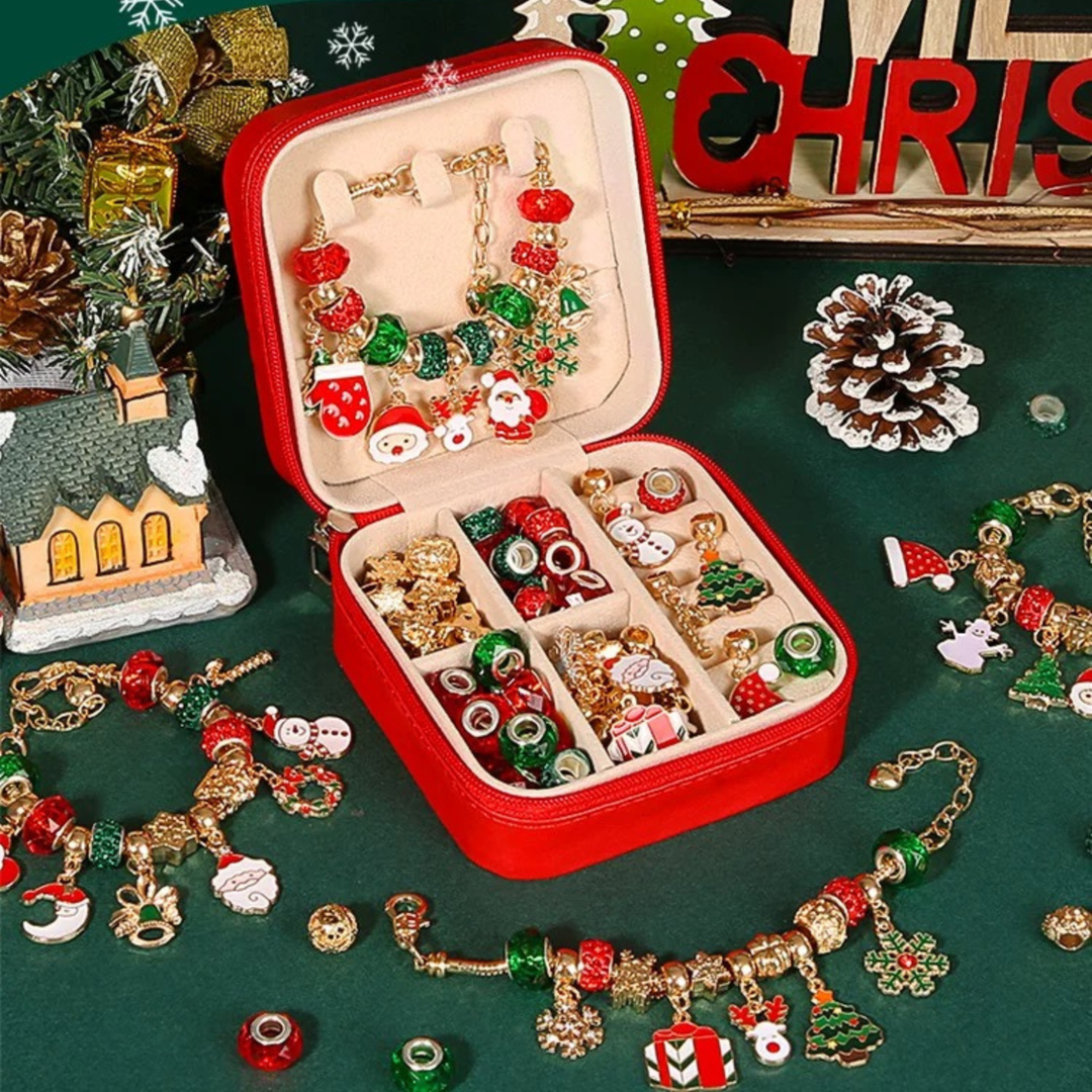 Xmas Charm Bracelet DIY Set with Jewelry Box