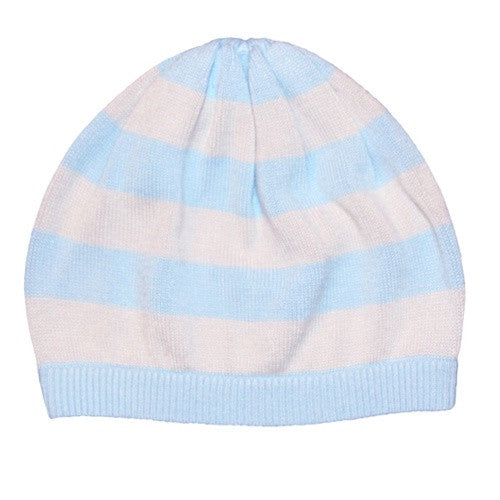 Knit Bamboo stripe beanie blue stripe