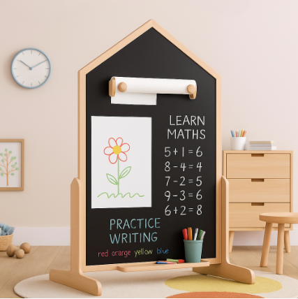 Dual-Sided Magnetic & Chalkboard Drawing Board (Free-Standing）