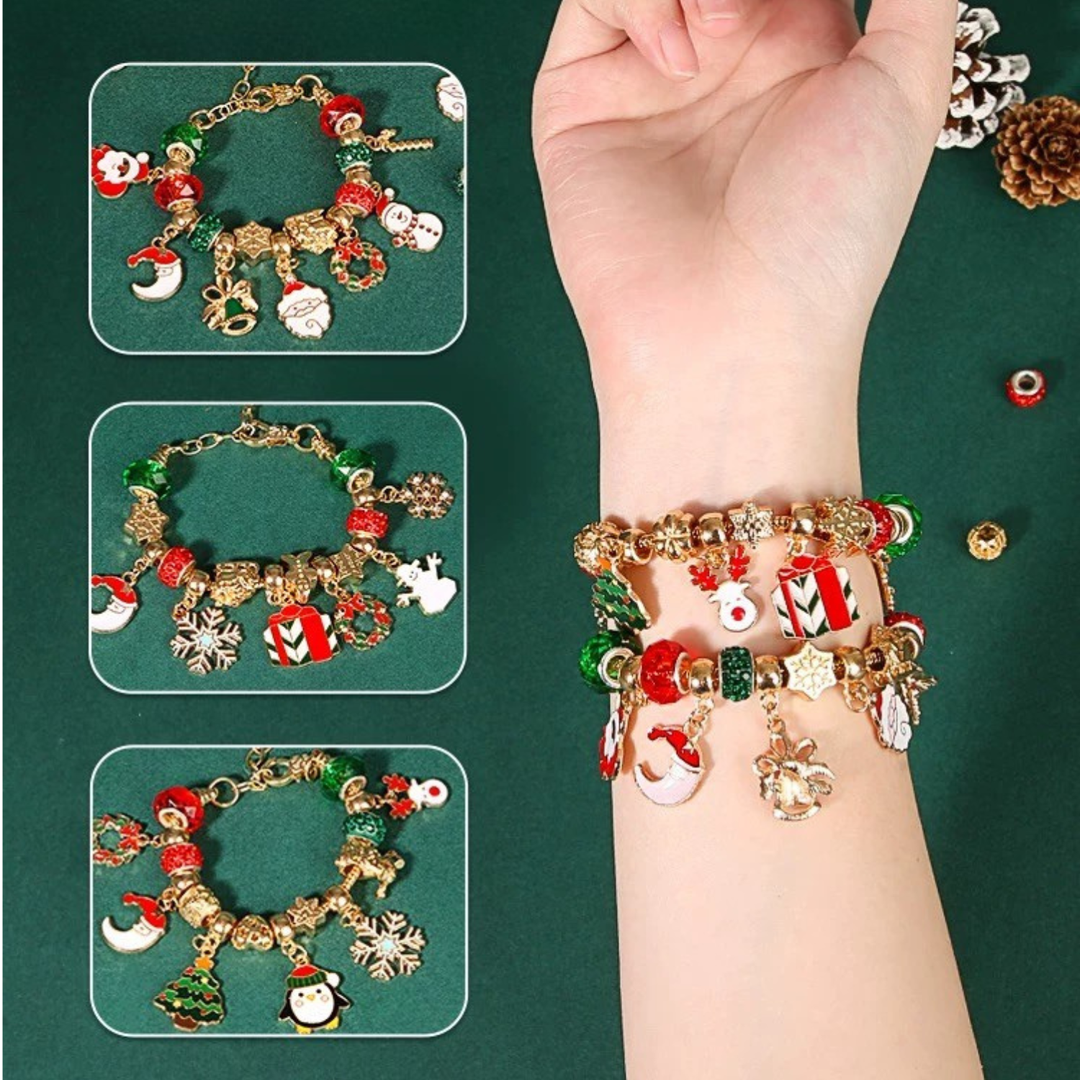Xmas Charm Bracelet DIY Set with Jewelry Box