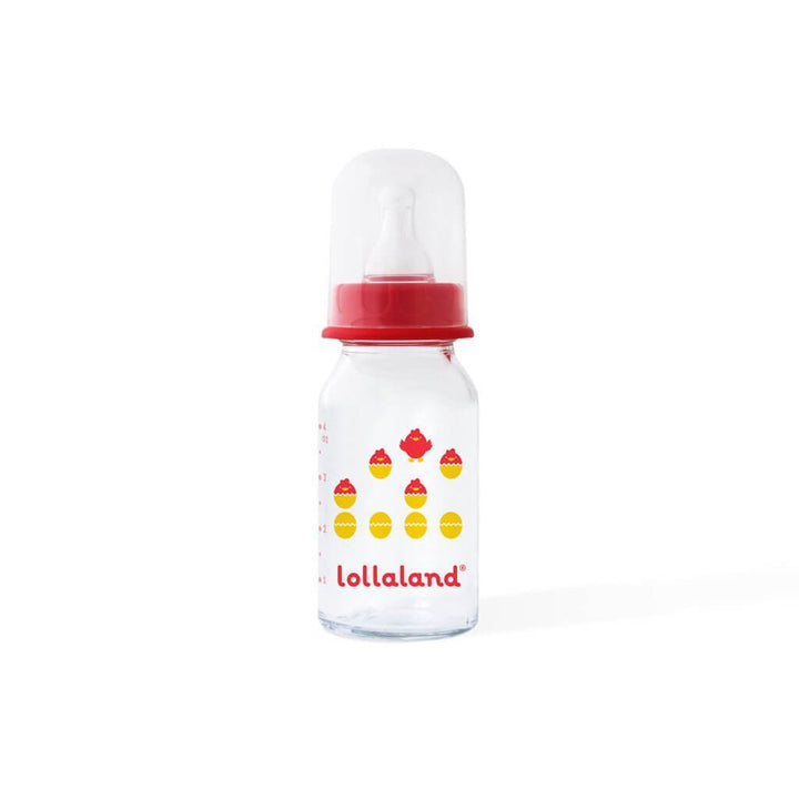 LOLLALAND 4OZ GLASS BABY BOTTLE RED